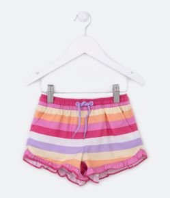 Short Infantil com Estampa de Listras e Babado na Barra - Tam 1 a 5 Anos