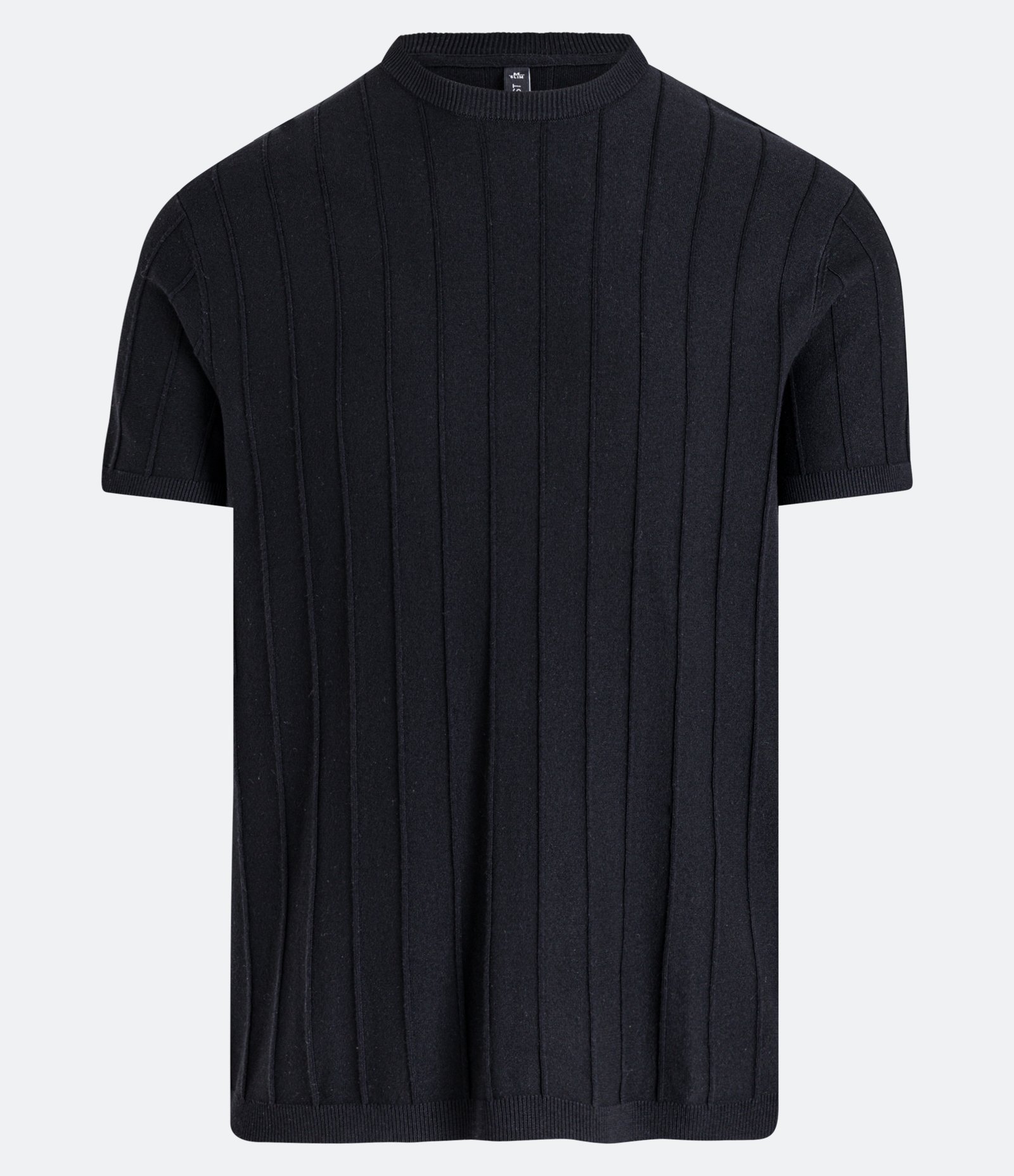 Camiseta Slim em Tricô com Relevos Verticais Preto 6