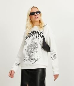 Buzo en Algodón con Estampado Gótica de Serpiente y Calaveras