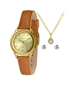 Kit Relógio Lince Analógico com Pulseira em Couro e Caixa em Metal LRCH165L30 K00BC2MX