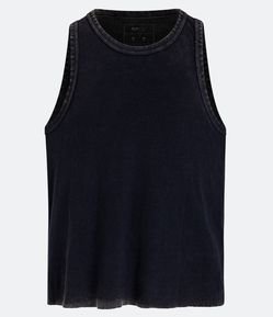 Regata Long em Algodão com Efeito Marmorizado e Barra Desfeita