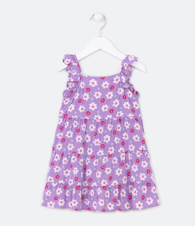 Vestido Marias Infantil com Babados nas Alças e Estampa Floral - Tam 1 a 5 anos