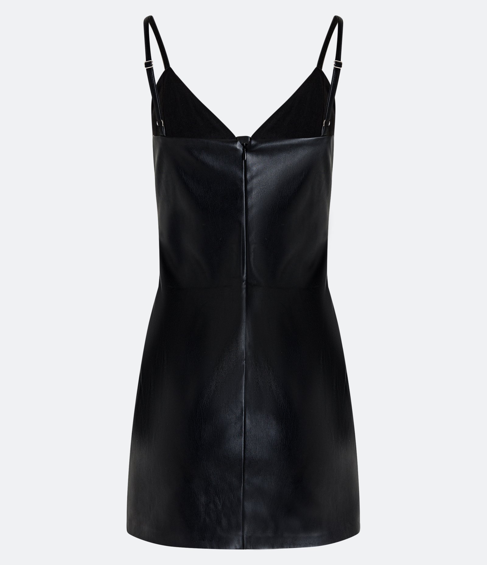 Vestido Curto em Material Sintético com Zíper no Decote Preto 2