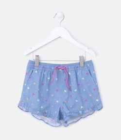 Short Infantil com Babadinhos e Estampa de Coraçõezinhos - Tam 1 a 5 anos