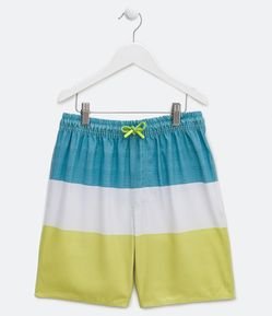 Bermuda Infantil em Microfibra com Estampa em Bloco de Cor - Tam 5 a 14 anos