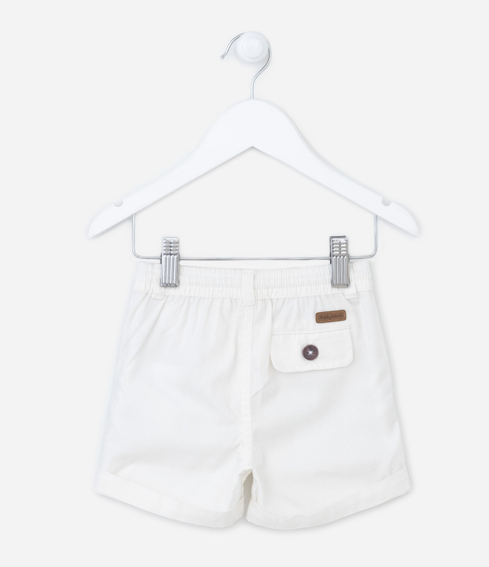 Bermuda Básica Infantil em Sarja com Cordão Bicolor - Tam 0 a 18 meses Branco 2