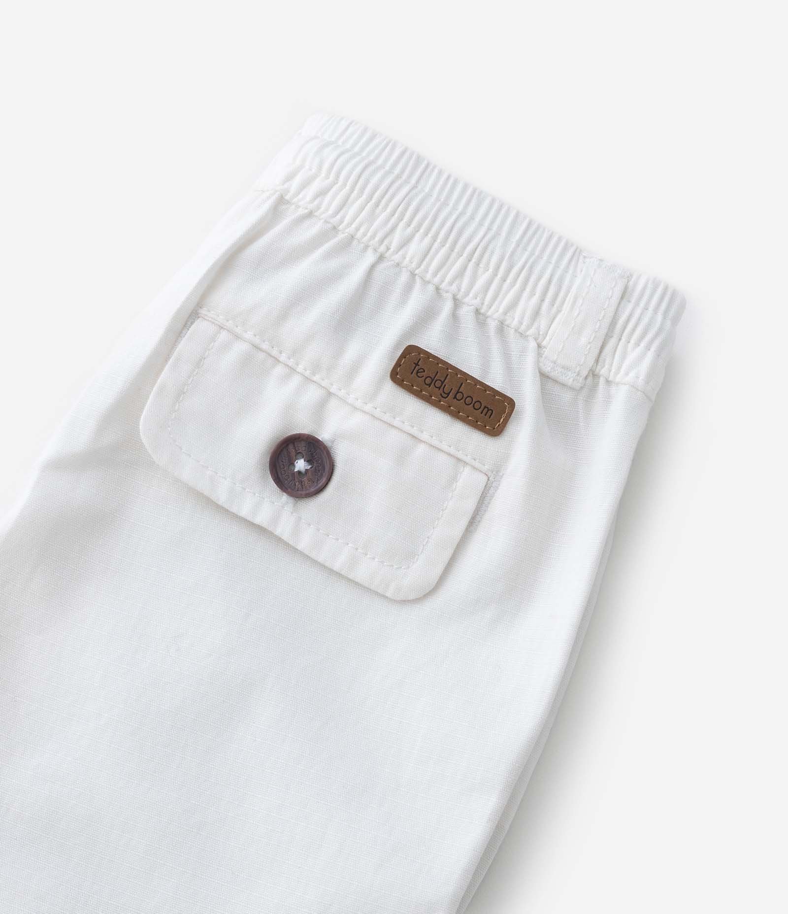 Bermuda Básica Infantil em Sarja com Cordão Bicolor - Tam 0 a 18 meses Branco 5