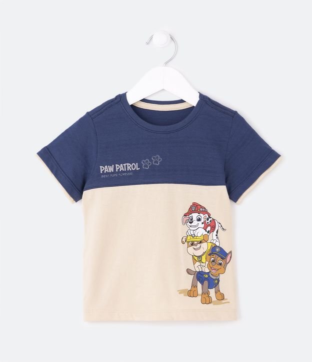 Camiseta Infantil com Recorte e Estampa da Patrulha Canina - Tam 1 a 5 Anos