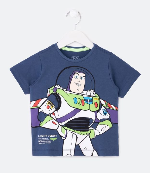 Camiseta Infantil Estampa Buzz Lightear Toy Story - Tam 2 a 5 Anos - Cor: Azul - Tamanho: 05