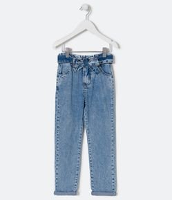 Calça Clochard Infantil em Jeans Marmorizado - Tam 5 a 14 Anos