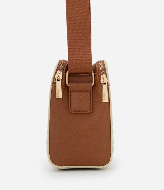 Bolsa Média em Material Sintético com Alça e Estampa Triângulos