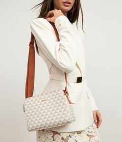 Bolsa Transversal Média com Alça e Estampa Triângulos