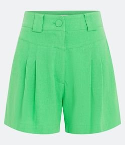 Short Cintura Alta em Linho com Pregas Frontais