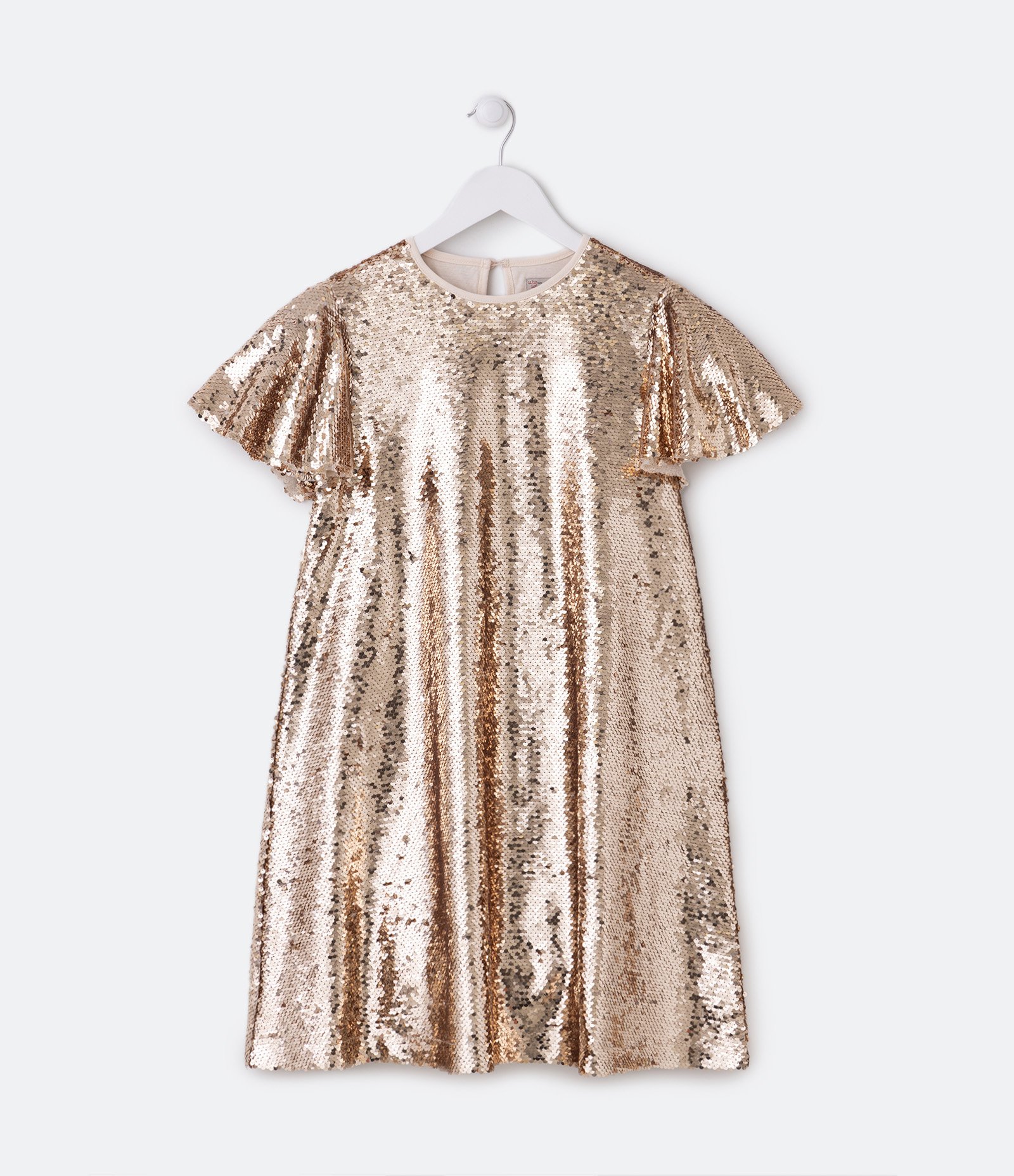 Vestido Soltinho Infantil com Paetê Reversível - Tam 5 a 14 Anos Dourado 1