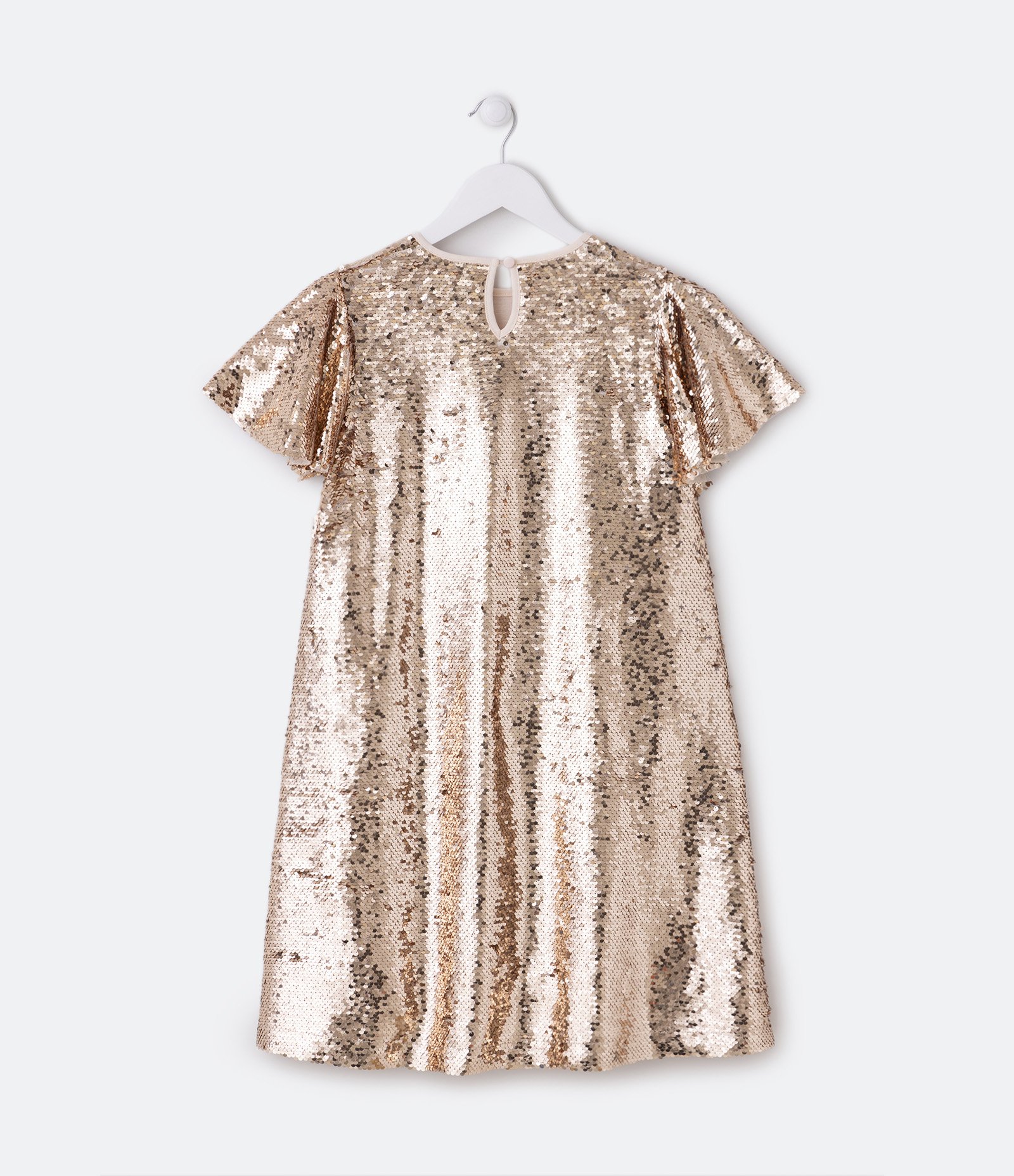 Vestido Soltinho Infantil com Paetê Reversível - Tam 5 a 14 Anos Dourado 2
