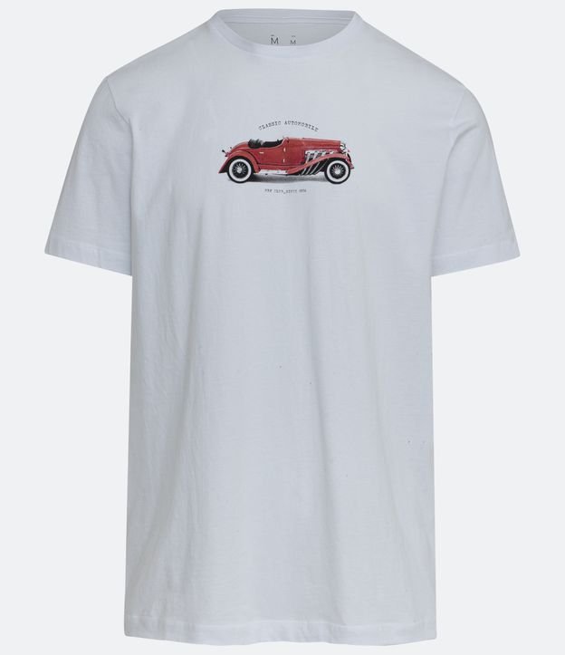 Remera Comfort en Algodón con Estampado de Coche Vintage Blanco 5