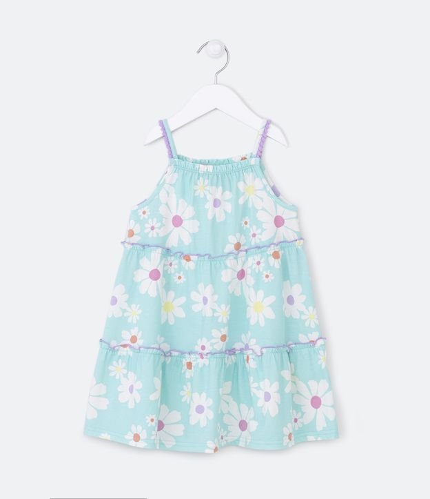 Vestido Infantil Marias con Estampa de Flores - Talle 1 a 5 años Azul 1