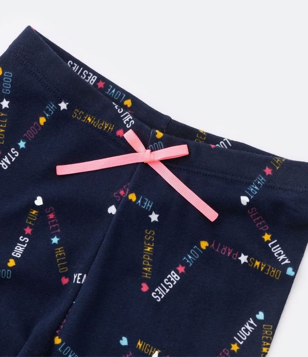 Pijama Largo Infantil con Estampado de Estrellas y Lettering - Talle 5 a 14 años Azul Oscuro/Rosado 5