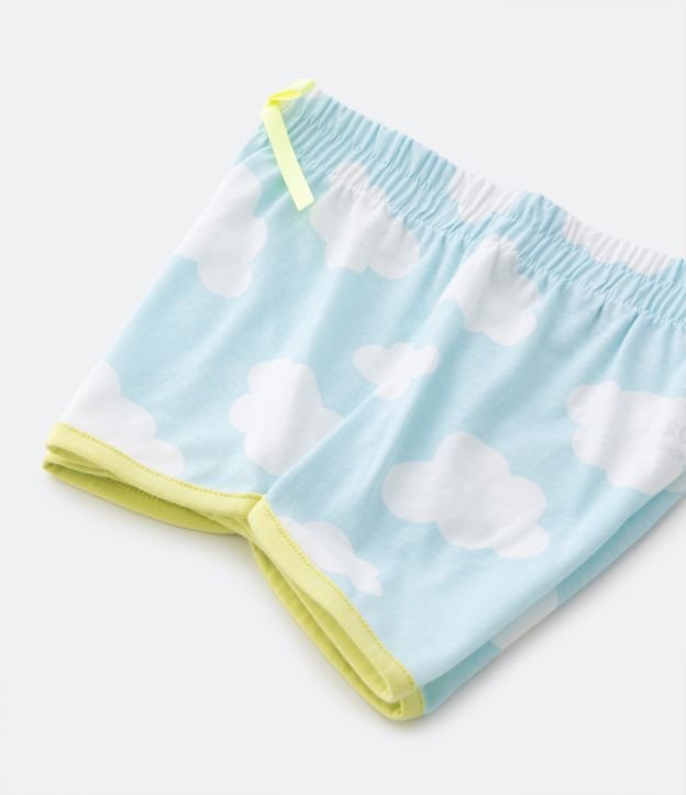 Pijama Curto Infantil com Estampas de Nuvens e Arco-Íris - Tam 1 a 4 Anos Azul 4