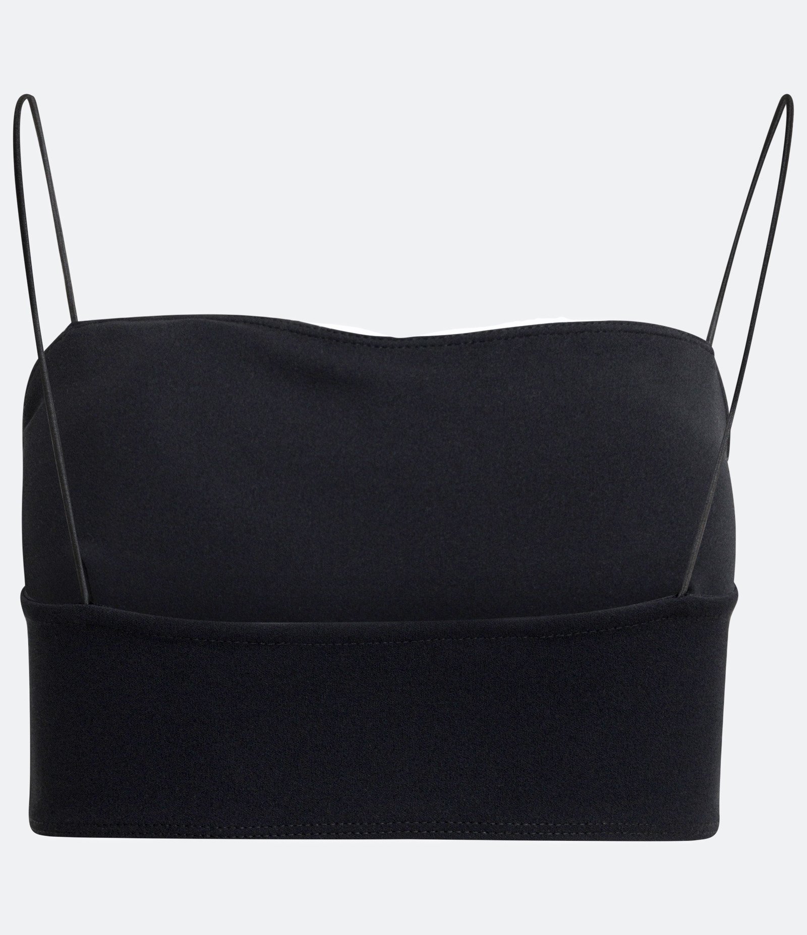 Blusa Cropped de Alças em Malha Crepe com Pedrinhas de Strass Preto 5