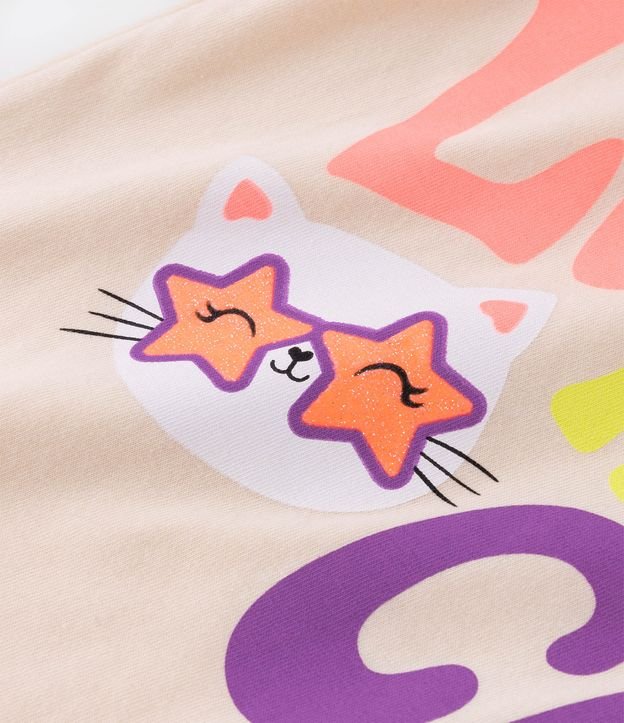 Pijama Largo Infantil Estampado Lovely Happy Cat - Talle 5 a 14 años Naranja 5