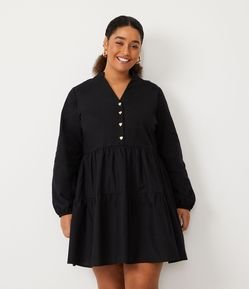 Vestido Curto em Tricoline com Botões de Coração Curve & Plus Size