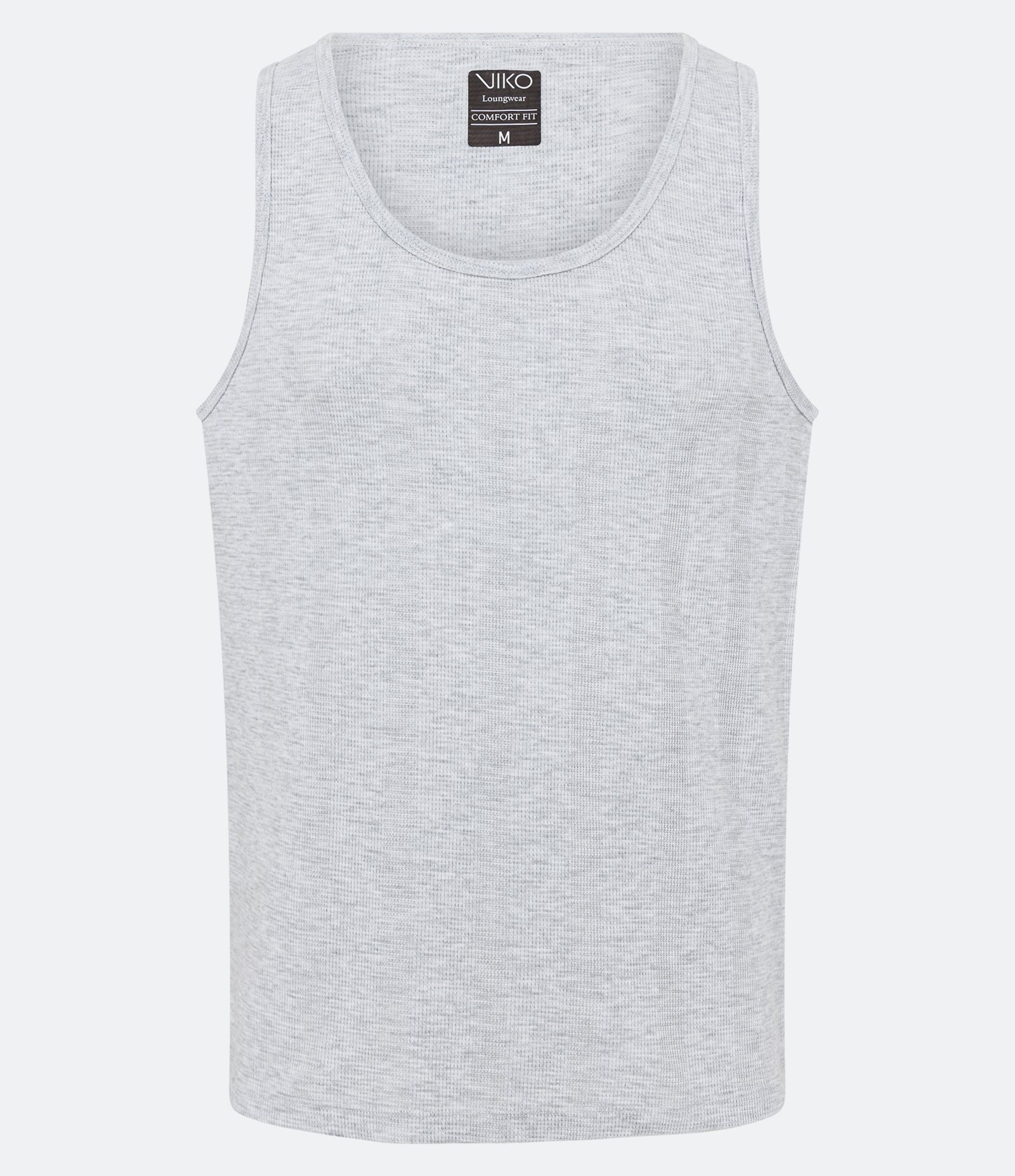 Camiseta Regata de Pijama em Algodão Texturizado Cinza Mescla 1