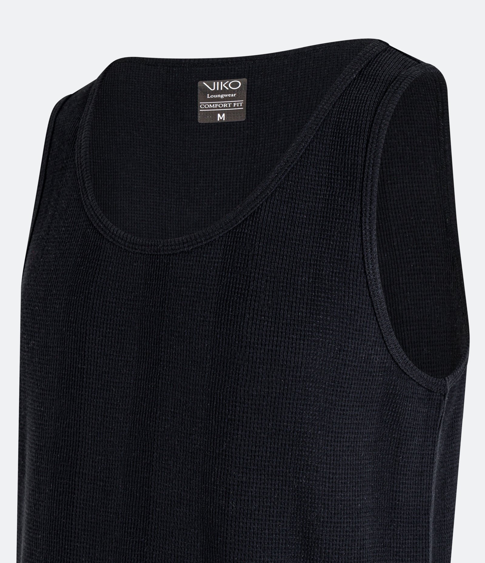Camiseta Regata de Pijama em Algodão Texturizado Preto 3