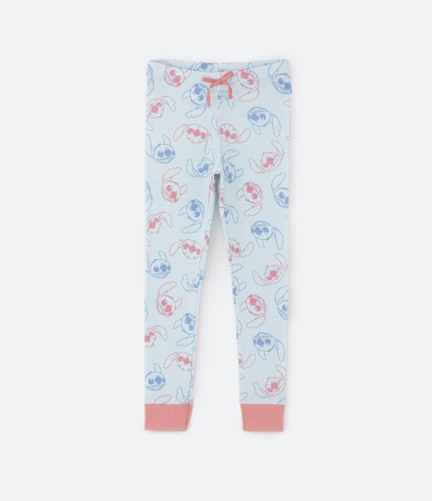 Pijama Largo Infantil en Ribana con Silk Stitch Metalizado - Talle 5 a 14 años Azul 4