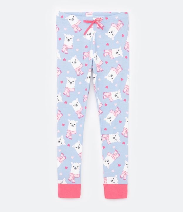 Pijama Largo Infantil con Estampado Llama de Bufanda - Talle 5 a 14 años Rosado 6