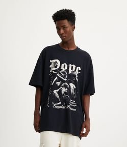 Camiseta Oversized em Meia Malha com Estampa Dope