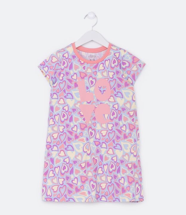 Camisola Infantil com Estampa de Corações Psicodélicos - Tam 5 a 14 Anos