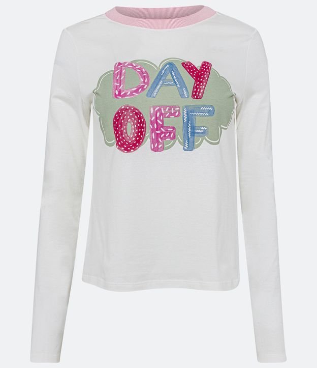 Blusa de Pijama en Cotton con Estampado Day Off Blanco Nieve 4