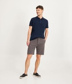 Bermuda Slim em Moletom Mesclado com Bolsos