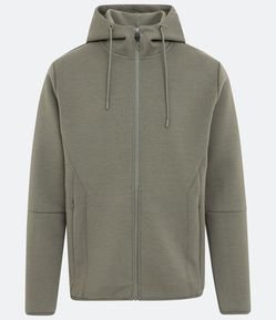 Blusão Aberto Esportivo em Moletom com Capuz e Recortes