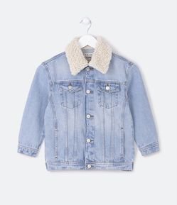 Jaqueta Infantil Jeans com Gola de Sherpa - Tam 5 a 14 anos