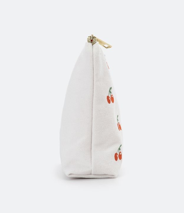 Necesaire Trapecio con Bordados de Cerezas y Forro Contrastante Off White 2