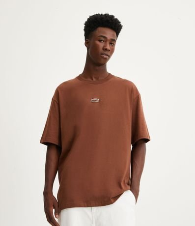 Camiseta Relaxed em Algodão Malhão com Etiqueta Emborrachada Menor preço em Camiseta Relaxed em Algodão Malhão com Etiqueta Emborrachada