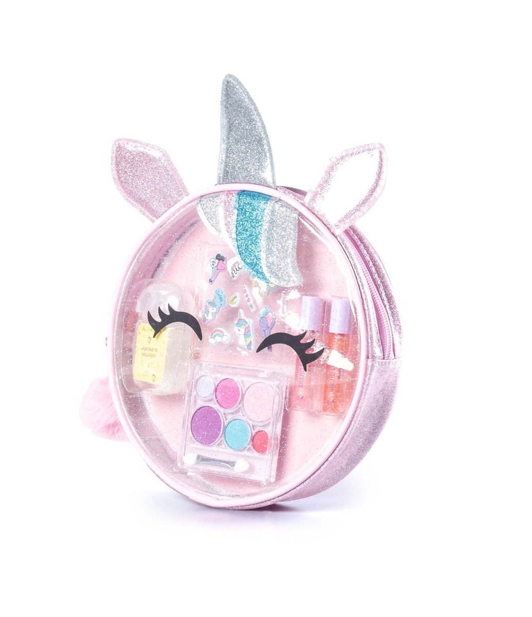 Kit Maquiagem Infantil Completo Com Bolsa Unicornio