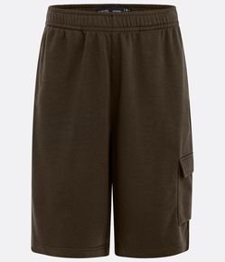Bermuda Oversized em Moletom com Cós Elástico e Bolso Cargo
