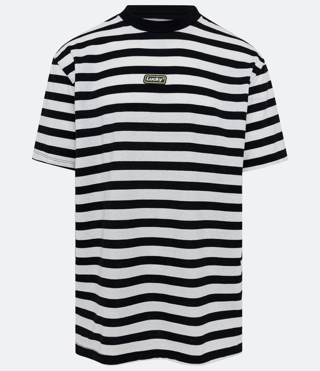 Camiseta Relaxed em Meia Malha com Cava Deslocada e Listras