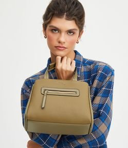 Bolsa Satchel com Bolso Frontal e Alça Removível