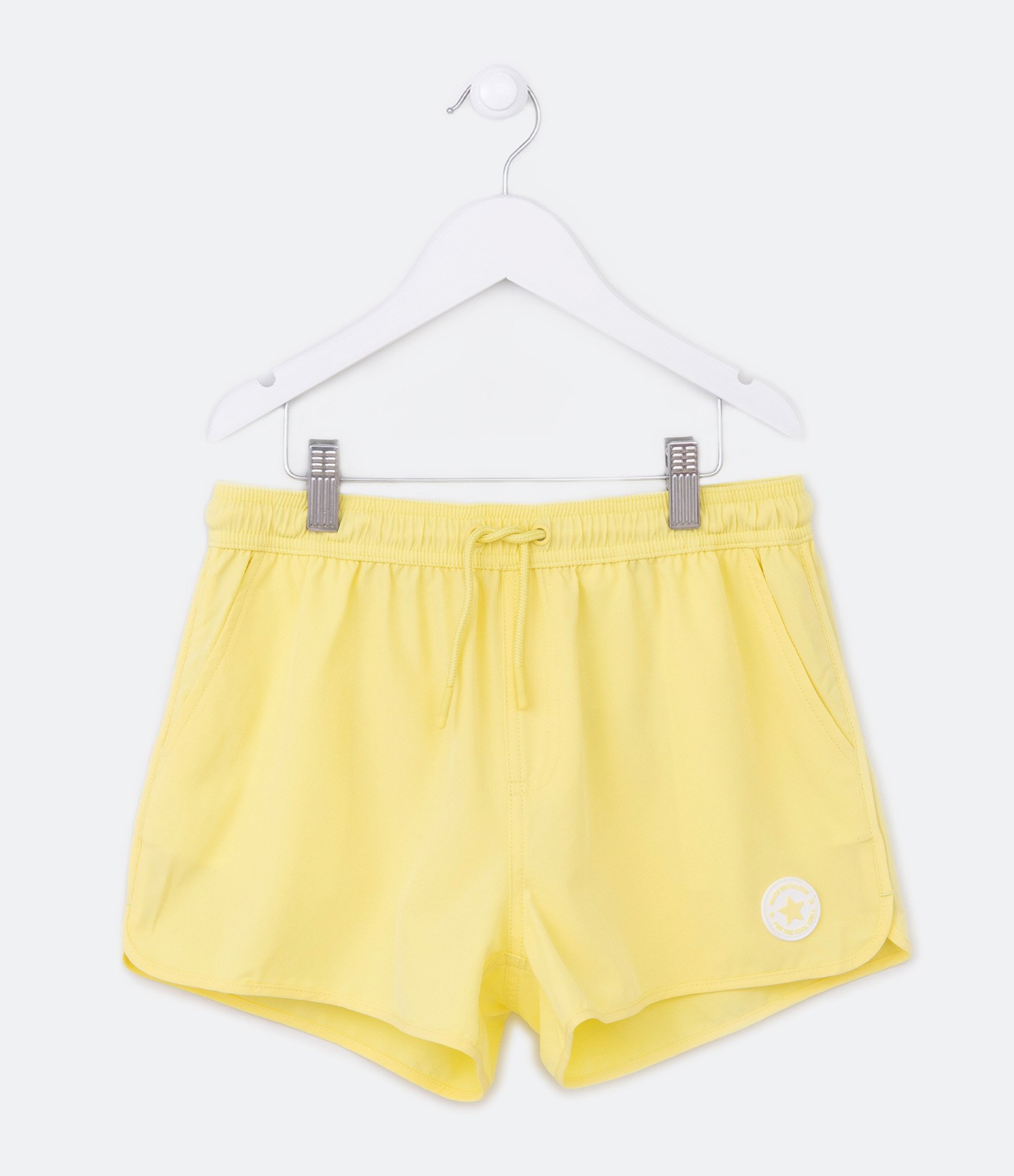 Short Runner Infantil em Microfibra com Cordão na Cintura- Tam 5 a 14 Anos Amarelo 1