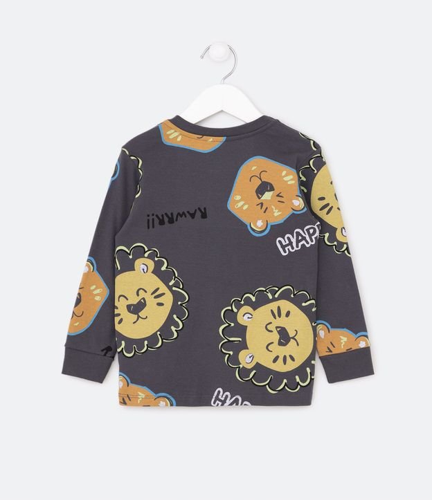Pijama Largo Infantil con Estampado Animales - Talle 1 a 4 años Gris 3