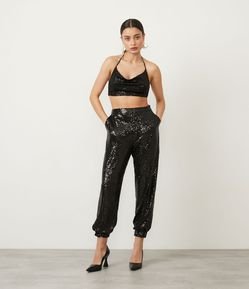 Calça Jogger em Malha Paetê