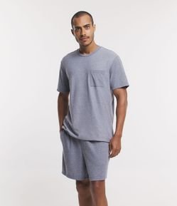 Pijama Curto em Algodão com Textura e Bolso Frontal