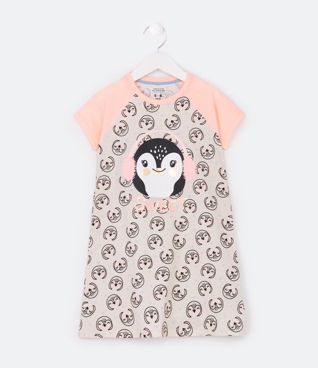 Camisola Infantil com Estampa Pinguim com Bochechinhas em Foil - Tam 5 a 14 Anos