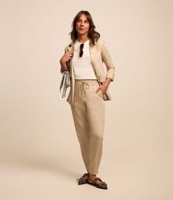 Calça em Viscolinho com Cós Elástico