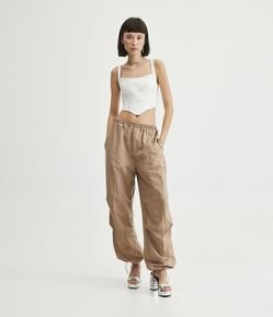 Calça Parachute em Poliamida com Ajustador no Cós