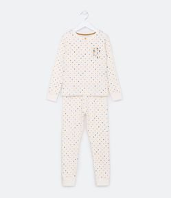 Pijama Longo Infantil em Ribana com Estampa de de Confetes Coloridos - Tam 5 a 14 Anos